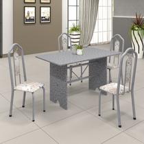 Conjunto de Mesa 120x75cm Tampo Granito com 4 Cadeiras Bianca Soma Móveis Conjunto de Mesa 120x75cm Tampo Granito com 4 Cadeiras Bianca Soma Móveis
