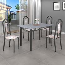 Conjunto de Mesa 120x75cm Tampo Granito com 4 Cadeiras Bianca Soma Móveis