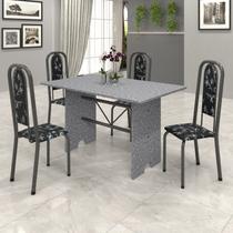 Conjunto de Mesa 120x75cm Tampo Granito com 4 Cadeiras Lavínea