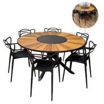 Conjunto de Mesa 1,30m Zurick Madeira + 6 Cadeiras Alegra Jantar e Lazer