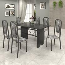 Conjunto de Mesa 140x75cm Tampo Ardósia com 6 Cadeiras Lavínea Conjunto de Mesa 140x75cm Tampo Ardósia com 6 Cadeiras Lavínea