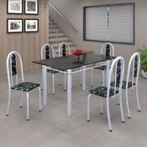 Conjunto de Mesa 140x75cm Tampo de Ardósia com 6 Cadeiras Iris A Soma Móveis Conjunto de Mesa 140x75cm Tampo de Ardósia com 6 Cadeiras Iris A Soma Móveis