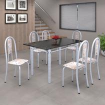 Conjunto de Mesa 140x75cm Tampo de Ardósia com 6 Cadeiras Iris A Soma Móveis Conjunto de Mesa 140x75cm Tampo de Ardósia com 6 Cadeiras Iris A Soma Móveis