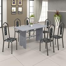 Conjunto de Mesa 140x75cm Tampo Granito com 6 Cadeiras Bianca Soma Móveis