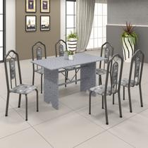 Conjunto de Mesa 140x75cm Tampo Granito com 6 Cadeiras Bianca Soma Móveis
