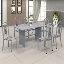 Conjunto de Mesa 140x75cm Tampo Granito com 6 Cadeiras Bianca Soma Móveis