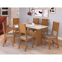 Conjunto De Mesa 1,50cm Com 6 Cadeiras Dublin Indekes Freijo/off White/linho Conjunto De Mesa 1,50cm Com 6 Cadeiras Dublin Indekes Freijo/off White/linho