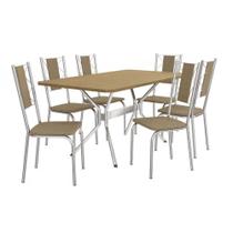 Conjunto De Mesa 1,60m 6 Cadeiras Cromadas Kappesberg Nogueira/cromado Conjunto De Mesa 1,60m 6 Cadeiras Cromadas Kappesberg Nogueira/cromado