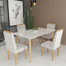 Conjunto de Mesa 160x90 Veneza Com Vidro e 4 Cadeiras Onix