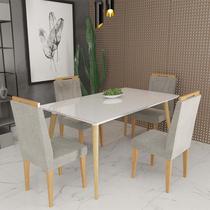 Conjunto de Mesa 160x90 Veneza Com Vidro e 4 Cadeiras Onix