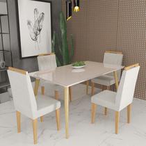 Conjunto de Mesa 160x90 Veneza Com Vidro e 4 Cadeiras Onix