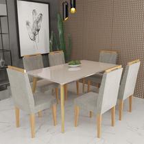 Conjunto de Mesa 160x90 Veneza Com Vidro e 6 Cadeiras Onix