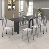 Conjunto de Mesa 180x75cm Tampo Ardósia com 8 Cadeiras Bianca