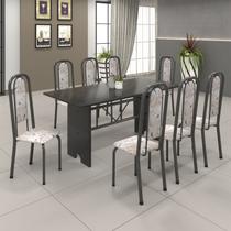 Conjunto de Mesa 180x75cm Tampo Ardósia com 8 Cadeiras Lavínea