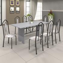 Conjunto de Mesa 180x75cm Tampo Granito com 8 Cadeiras Bianca Soma Móveis