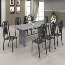 Conjunto de Mesa 180x75cm Tampo Granito com 8 Cadeiras Lavínea Conjunto de Mesa 180x75cm Tampo Granito com 8 Cadeiras Lavínea