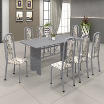 Conjunto de Mesa 180x75cm Tampo Granito com 8 Cadeiras Lavínea Soma Móveis