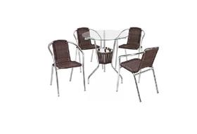 Conjunto De Mesa 4 Cadeiras Em Fibra Sintetica Moveis Jardim