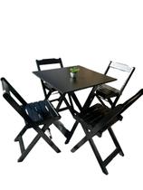 Conjunto de Mesa 70x70 4 Cadeiras Dobráveis em Madeira - Passa Perto Conjunto de Mesa 70x70 4 Cadeiras Dobráveis em Madeira - Passa Perto