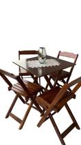 Conjunto de Mesa 70x70 + 4 Cadeiras Dobráveis - Passa Perto Conjunto de Mesa 70x70 + 4 Cadeiras Dobráveis - Passa Perto