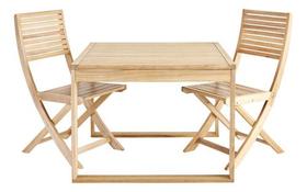 Conjunto De Mesa 90x90cm + 2 Cadeiras Dobraveis De Madeira