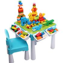 Conjunto de mesa Activity Play burgkidz com armazenamento +128 blocos azuis Conjunto de mesa Activity Play burgkidz com armazenamento +128 blocos azuis
