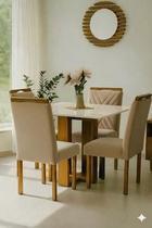 Conjunto de mesa ANJO com 4 cadeiras Gol MEL-OFF WHITE/BEGE