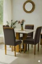Conjunto de mesa ANJO com 4 cadeiras Gol MEL-OFF WHITE/MARROM
