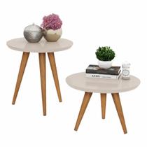 Conjunto De Mesa Apoio Lateral Classic, Off White - Pek Móveis