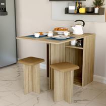 Conjunto de Mesa Balcão Dobrável com 2 Banquetas Mel