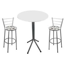 Conjunto de Mesa Bistro Alta Prata com 2 Banquetas Fortmix