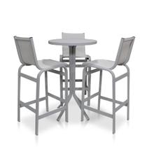 Conjunto de Mesa Bistrô Com 3 Banquetas Altas Linha Leve - Cinza - Móveis Com Valor