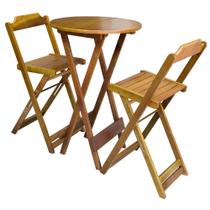 Conjunto de Mesa Bistrô de Madeira com 2 Cadeiras Dobravel Ideal para Bar e Restaurante Mel Conjunto de Mesa Bistrô de Madeira com 2 Cadeiras Dobravel Ideal para Bar e Restaurante Mel