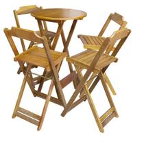 Conjunto de Mesa Bistrô de Madeira com 4 Cadeiras Dobravel Ideal para Bar e Restaurante Mel