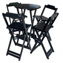 Conjunto de Mesa Bistrô de Madeira com 4 Cadeiras Dobravel Ideal para Bar e Restaurante Preto Conjunto de Mesa Bistrô de Madeira com 4 Cadeiras Dobravel Ideal para Bar e Restaurante Preto