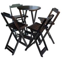 Conjunto de Mesa Bistrô de Madeira com 4 Cadeiras Dobravel Ideal para Bar e Restaurante Tabaco