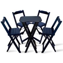 Conjunto de Mesa Bistro Dobravel com 4 Cadeiras para Area de Lazer - Preto - TARIMATA