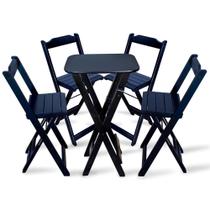 Conjunto de Mesa Bistro Dobravel com 4 Cadeiras para Bar e Restaurante - Preto