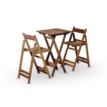 Conjunto de Mesa Bistrô e 02 Cadeiras Davos em Madeira Nobre Marcenaria Real