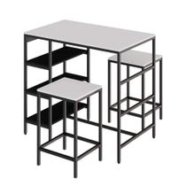 Conjunto de Mesa Bistrô e 2 Bancos Wooden Branco e Preto