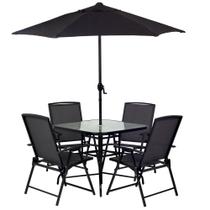 Conjunto De Mesa C/ 4 Cadeiras Para Jardim Área Externa Mor Estrutura Preto