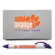 Conjunto de mesa, caneta comemorativa Clemson Sticky Note com caneta giratória