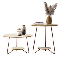 Conjunto De Mesa Centro E Lateral Liz Pés De Ferro - Várias Cores