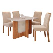 Conjunto de Mesa Cimol Louise 130x80cm com 4 Cadeiras Fernanda - Cinamomo/Off White/Nude