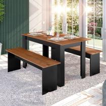 Conjunto de Mesa Com 2 Bancos 135 x 75 cm Primor Natura Preto Zanzini