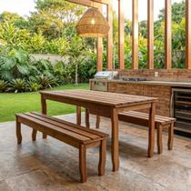 Conjunto de Mesa com 2 Bancos Madeira 200cm Yescasa Conjunto de Mesa com 2 Bancos Madeira 200cm Yescasa
