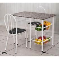 Conjunto de Mesa com 2 Cadeiras Alice Preto Flor Conjunto de Mesa com 2 Cadeiras Alice Preto Flor