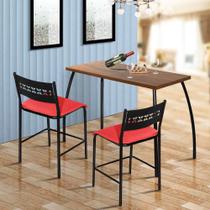 Conjunto De Mesa Com 2 Cadeiras Fit Flora Assento Vermelho Aço Nobre
