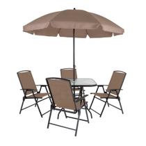 Conjunto de Mesa com 4 Cadeiras 1 Guarda-Sol Acapulco Mor