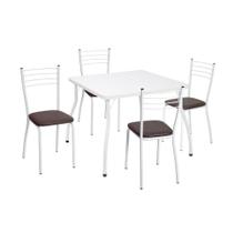 Conjunto de Mesa com 4 Cadeiras Branca/ Marrom - Fil Móveis